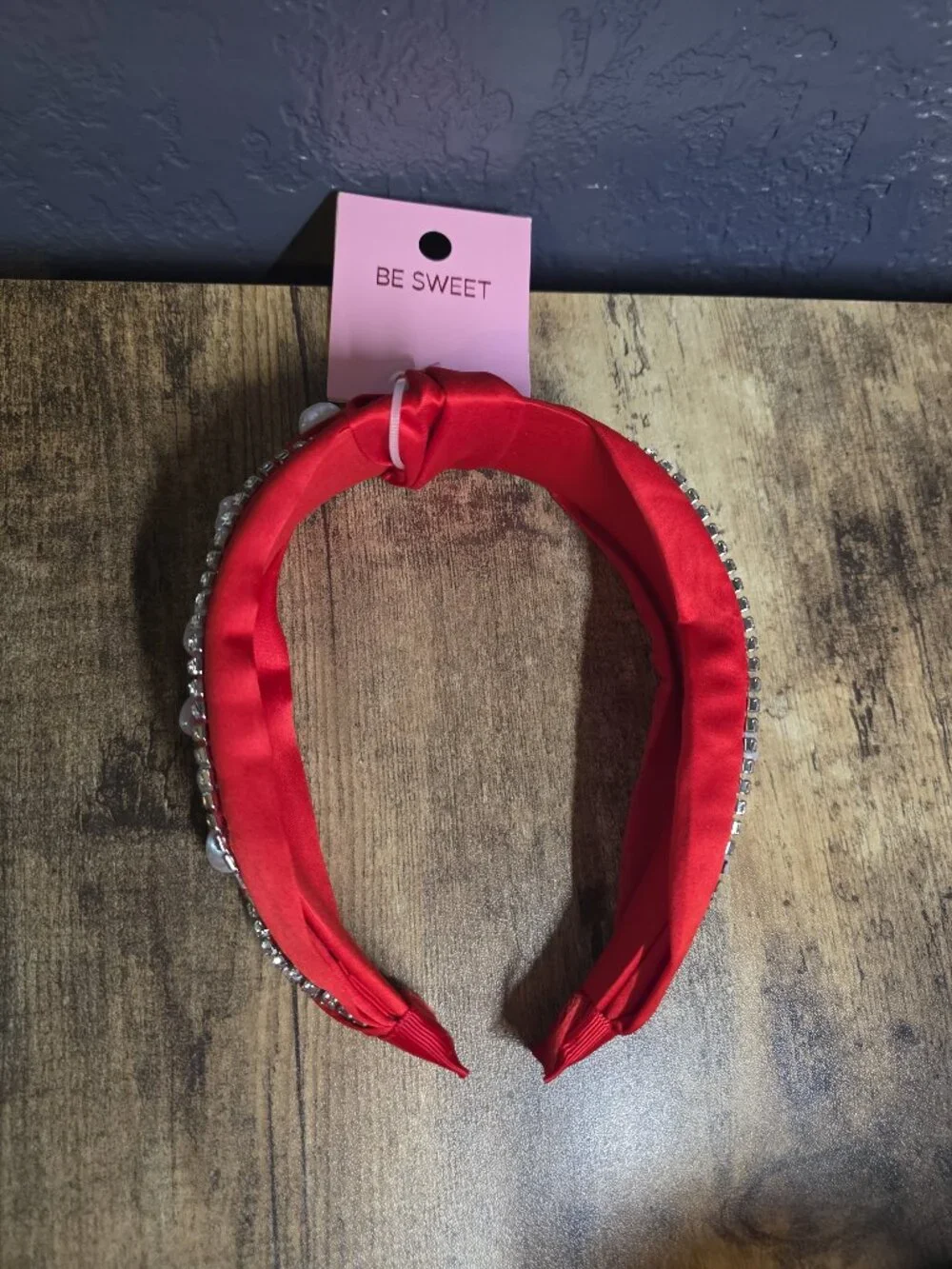 Valentine's Day Headband for Women Trendy Love Heart Red Headband Rhinestone